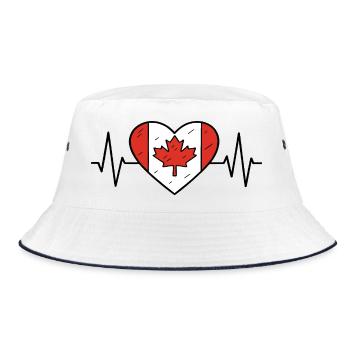 Canada Heartbeat Line Flag Love Travel Design - Bucket Hat - white/navy - Front