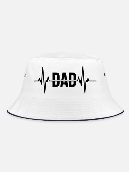 Dad Heartbeat – Father Gift - Bucket Hat - white/navy - Front