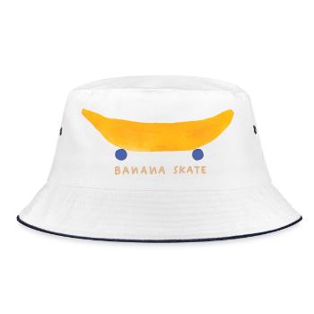 Banane Lustige Frucht Illustration - Bucket Hat - Weiß/Navy - Vorne