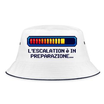 Eskalations Shirt – Nerd & Geek Design Italiano - Bucket Hat - Weiß/Navy - Vorne