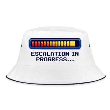 Escalation Fashion Geek Shirt – Funny Nerd Design - Bucket Hat - white/navy - Front