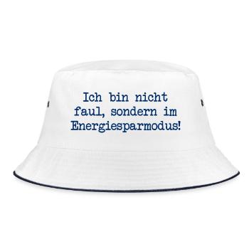 Ich bin nicht faul, sondern im Energiesparmodus! - Bucket Hat - Weiß/Navy - Vorne