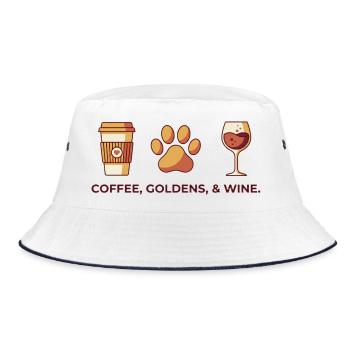 Coffee Goldens und Weinwochenend-Essentials - Bucket Hat - Weiß/Navy - Vorne