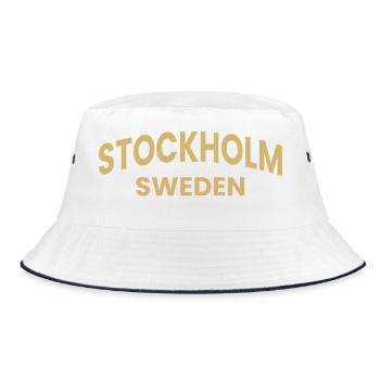 Stockholm – Sweden Text Design - Bucket Hat - white/navy - Front
