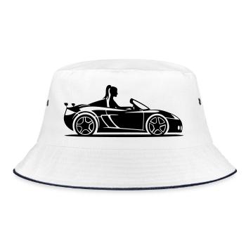 Convertible Car Car Woman - Bucket Hat - white/navy - Front