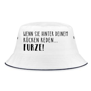 Wenn sie hinter deinem Rücken reden... - Bucket Hat - Weiß/Navy - Vorne