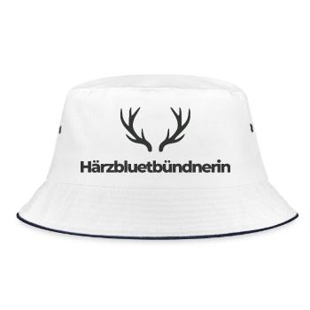 Härzbluetbündnerin - Bucket Hat - Weiß/Navy - Vorne
