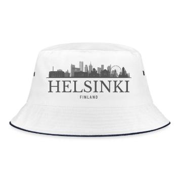 Helsinki Finland, Helsinki skyline - Bucket Hat - white/navy - Front