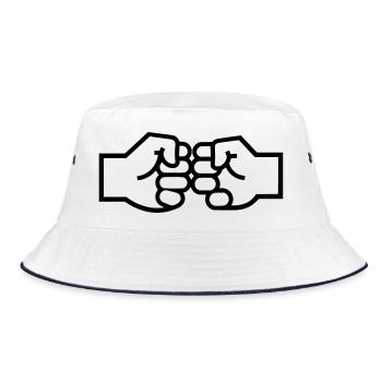 Faust Check Fistbump Hände Outline - Bucket Hat - Weiß/Navy - Vorne