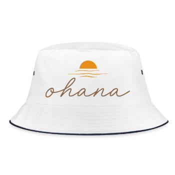 Ohana Aesthetic Shirt – Minimal Sunset Family Desi - Bucket Hat - Weiß/Navy - Vorne