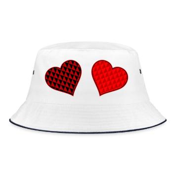 Geometric Heart Duo Red Black - Bucket Hat - white/navy - Front