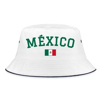 Mexiko Flagge Design Grün - Bucket Hat - Weiß/Navy - Vorne