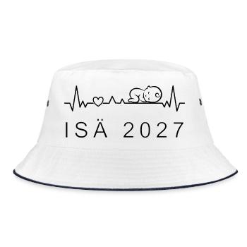 Papa 2027 Herzschlag Schwangerschaft Finnisch - Bucket Hat - Weiß/Navy - Vorne