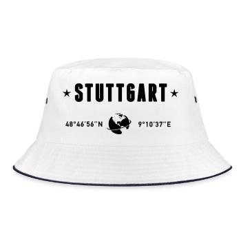 Stuttgart Germany Coordinates Gps Globe - Bucket Hat - white/navy - Front