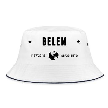 Belem Brazil Coordinates Gps Globe - Bucket Hat - white/navy - Front