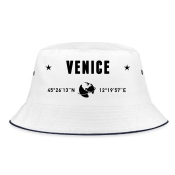 Venedig Italien Koordinaten GPS-Globus - Bucket Hat - Weiß/Navy - Vorne