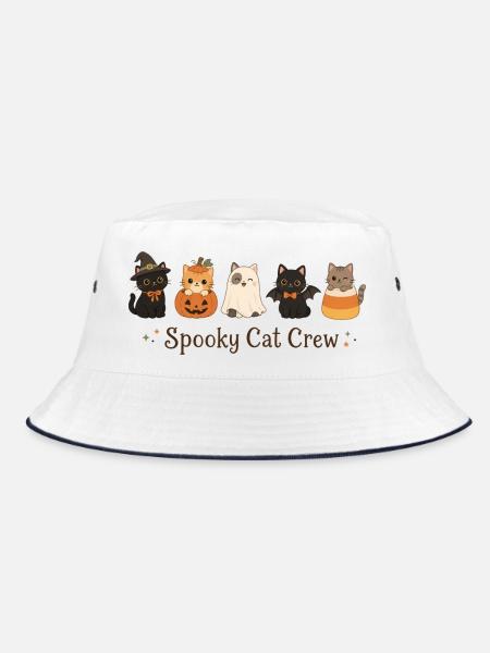 Süße Halloween Katzen - Bucket Hat - Weiß/Navy