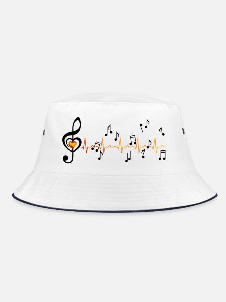 Motiv_Musik - Bucket Hat - Weiß/Navy