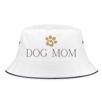 Dog Mom - Hundemama mit Herz, Geschenk Hundebesitz - Bucket Hat - Weiß/Navy - Vorne