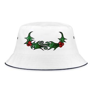 Stechpalmenwirbel-Rand - Bucket Hat - Weiß/Navy - Vorne