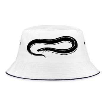 Aal angeln Geschenk für Nachtangler & Fischer  - Bucket Hat - Weiß/Navy - Vorne