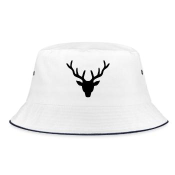 Hirschgeweih - Bucket Hat - Weiß/Navy - Vorne