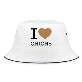 I LOVE ONIONS Zwiebeln - Bucket Hat - Weiß/Navy - Vorne