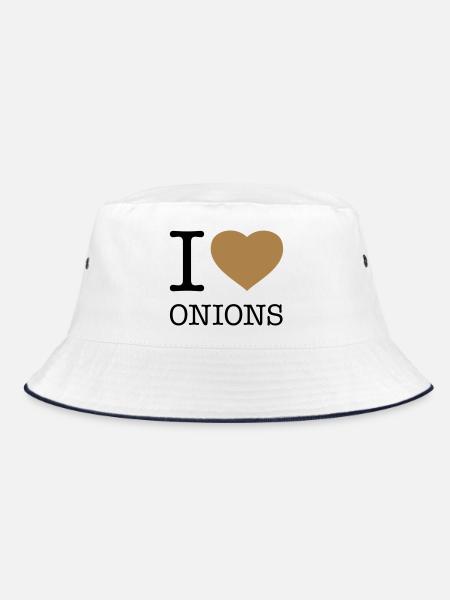 I LOVE ONIONS Zwiebeln - Bucket Hat - Weiß/Navy - Vorne