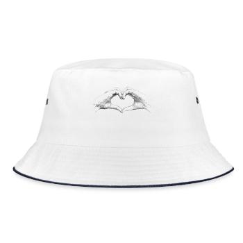 Hände Herz - Bucket Hat - Weiß/Navy - Vorne