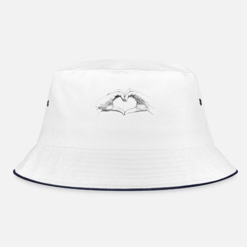 Hände Herz - Bucket Hat - Weiß/Navy