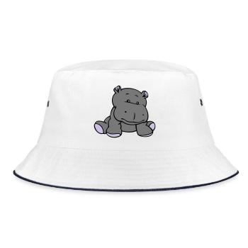 Hippo / Hippopotamus / Hippo Baby (3C) - Bucket Hat - white/navy - Front