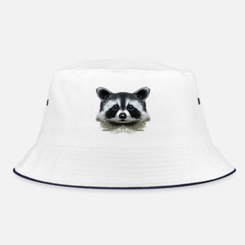 Waschbär - Bucket Hat - Weiß/Navy