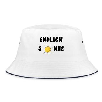 Endlich Sonne - Sommer - Sonnenschein - Bucket Hat - Weiß/Navy - Vorne