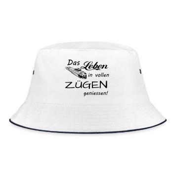 Das Leben geniessen - Bucket Hat - Weiß/Navy - Vorne