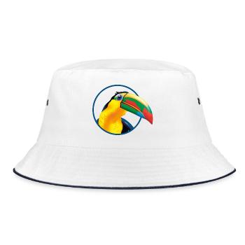 Tropischer Toucan Farbexplosion - Bucket Hat - Weiß/Navy - Vorne