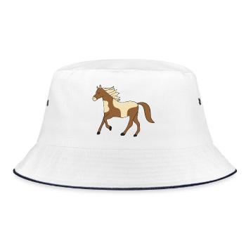 Pinto Pony Brown Beige Art - Bucket Hat - white/navy - Front