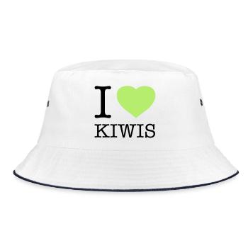 I LOVE KIWIS Kiwi - Bucket Hat - Weiß/Navy - Vorne