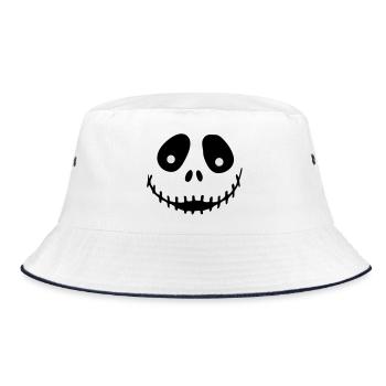 Schematische Augen auf Schwarz Halloween  - Bucket Hat - Weiß/Navy - Vorne
