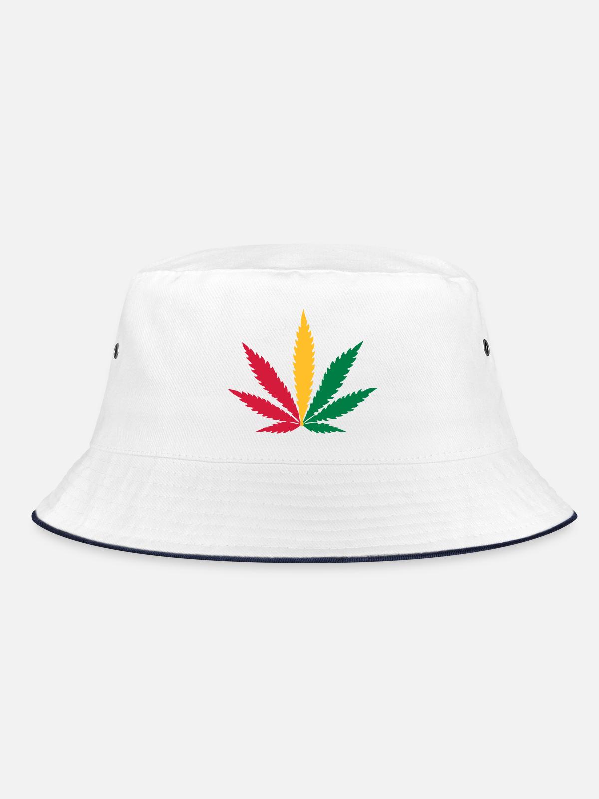 weed rasta - Bucket Hat - white/navy - Front