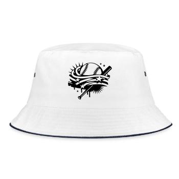 Baseball and a baseball bat with stripes and stars - Bucket Hat - white/navy - Front