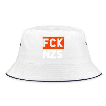 Fuck Nazis - Bucket Hat - white/navy - Front