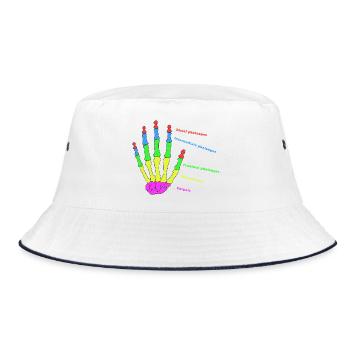 Hand Bone Anatomy Human Evolution Physio - Bucket Hat - white/navy - Front