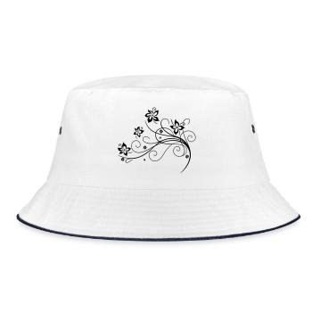 Blumenranke, Blumen, flowers - Bucket Hat - Weiß/Navy - Vorne
