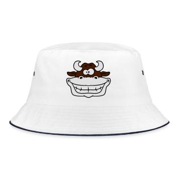 Crazy grinning cow - Bucket Hat - white/navy - Front