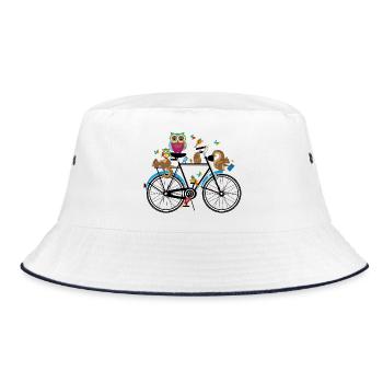 Waldtiere auf einem Fahrrad - Bucket Hat - Weiß/Navy - Vorne