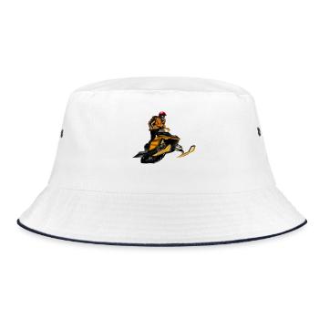 Schneemobil Rennen - Bucket Hat - Weiß/Navy - Vorne