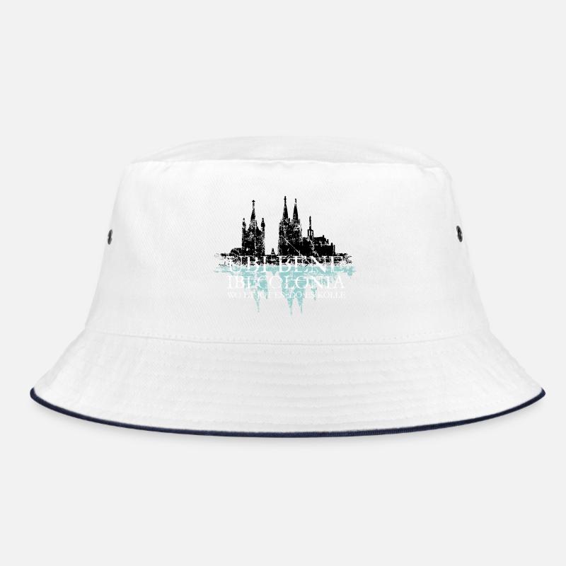 UBI BENE IBI COLONIA Köln Rhein Skyline Spruch - Bucket Hat - Weiß/Navy
