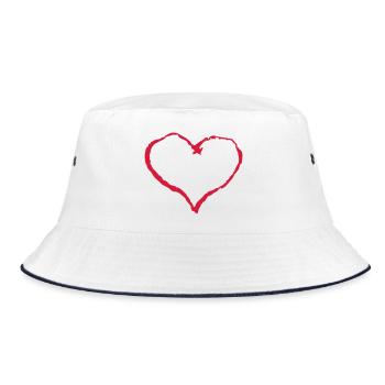 Heart / vintage - Bucket Hat - white/navy - Front