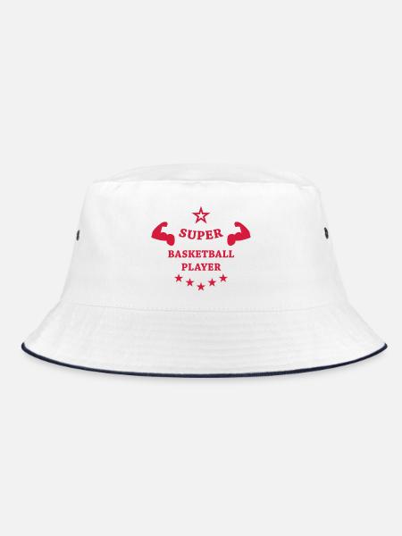 Basketball - Basket Ball - Game - Sport - Player - Bucket Hat - Weiß/Navy - Vorne