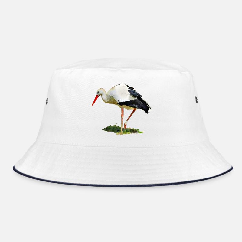 storch vogel - Bucket Hat - Weiß/Navy